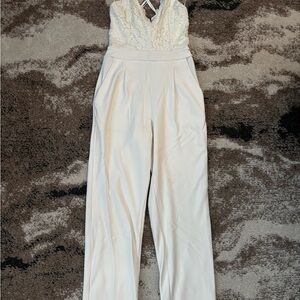 Express Cream Lace Bodice Jumpsuit